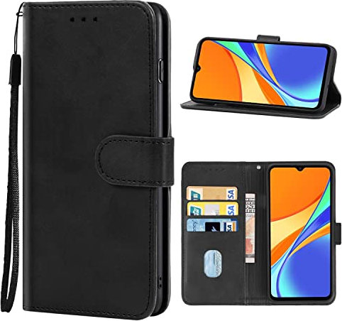 König Design Handyhülle kompatibel mit Xiaomi Redmi 9C Schutzhülle Case Cover Kartenfach Schwarz