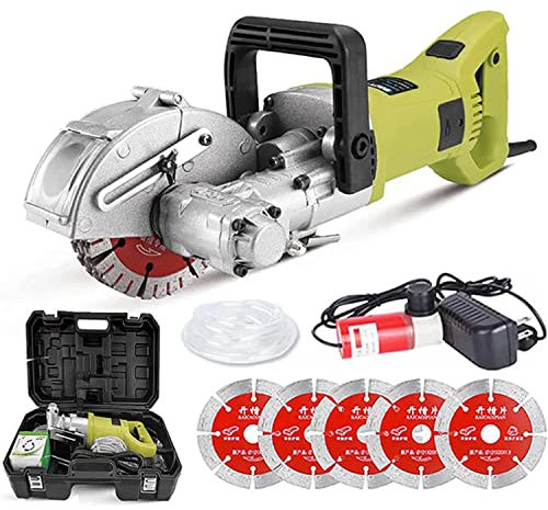 GBHJJ Mauernutfräse 4500W Schlitzfräse 7500RPM Wandfräse Staubfreie Mauerfrase mit Max. Schlitztiefe 36mm/Breite 30mm für Ziegel Beton Marmor usw(121/125mm Sägeblätte Modell),125mm