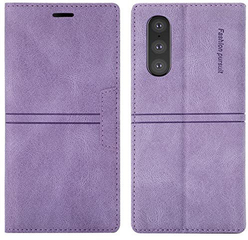 OKZone Kompatibel mit Sony Xperia 10 II Hülle, Handyhülle Wallet PU Leder Kartenfach Magnet Klappbar Schutzhülle Sony Xperia 10 II Handy Hüllen Flip Case Cover Stoßfest Klapphülle Etui (Lila)