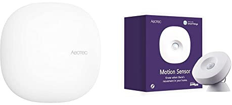 Aeotec Smart Home Hub - UK version & SmartThings Zigbee Motion Sensor - automatic control of light integrated temperature sensor, compatible with Echo Plus and Philips Hue.