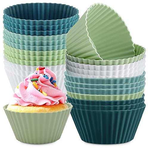 Lot de 24 moules à muffins en silicone réutilisables antiadhésifs sans BPA 4 couleurs