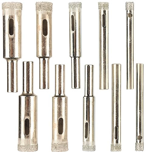 Mesee 10Pcs Punta per Vetro Sega a Tazza Diamantata, Punte di Trapano Rivestito Diamantate, Seghe a Tazza per Vetro per Vetro, Porcellana, Marmo, Ceramica, Piastrelle, Piastrelle Smaltate