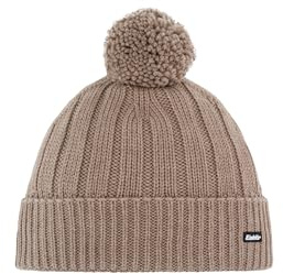 Eisbär Mütze Ayo Pompon Beige - Bommelmütze Strickmütze Wintermütze | Gefüttert, MerinoMix mulesingfrei, Ripstruktur, Nahtlos, Warm, weich, hautfreundlich, Atmungsaktiv, unisex, damen, herren