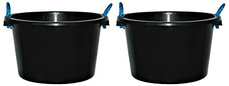 HOME & GARDEN ESSENTIAL 45L Rope Handle Black Bucket Heavy Duty Plasterers Tub Mixing Cement Water Storage Muck Bucket (Rope Bucket)