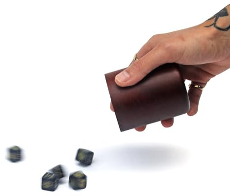 Iron & Glory | 5 Dice Set With Dice Roller | 6 Sided Liars Poker Dice Set | Wooden Dice Storage | Dice Games | Board Game Accessories | Casino Dice Game | 5 Set Of Dice & Dice Cup Shaker | Gaming Dice