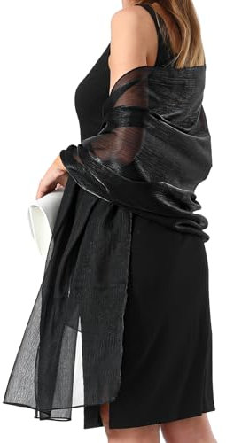 Jeffdad Stola Damen, Halstuch Chiffon Stola Schal Damen Elegant Chiffontücher Leichter Weicher Schal übergroßen Schultertuch Stola Damen Festlich Für Abendkleid(Schwarz)