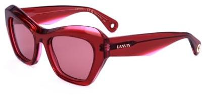 Lanvin LNV663S 605 Transparent Red/Pink Sunglasses Woman Acetato, Modified Rectangle, 53