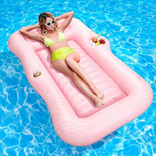 MoKo Galleggianti Piscina Gonfiabile per Adulti, Grande Materasso Gonfiabile per Piscina con Poggiatesta Staccabile, Portabicchieri, Bar del Ghiaccio, per Lago Spiaggia Piscina Cortile Festa