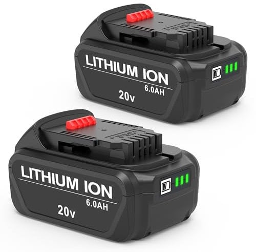 Rocivic Replacement for Dewalt 20V Battery 6.0Ah 2 Packs,Replace for De Walt 20 Volt Battery DCB206 DCB204 DCB204-2 DCB203 DCB201 DCB200, Compatible with De Walt 20V Tools and Charger