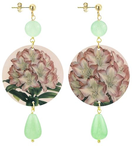 Lebole Gioielli Orecchini The Circle da Donna Fiore Rosa Classico Verde Giada