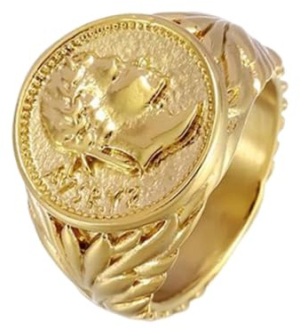 Xujuika Caesar-Ring, römischer Kaiserring,Retro römischer Kaiser Herrenring | Retro-Kaiserkopf-Portrait-Ring, Siegelring aus Edelstahl, bequemer Schmuck für den Geburtstag des Freundes