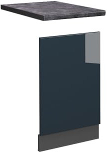 Vicco Frontblende Fame-Line, Geschirrspüler Fronttür, Dunkelblau Hochglanz, 45 cm, AP Anthrazit