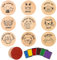 LHOEST Stempel Lehrer Set 9 Stück, Lehrerstempel Grundschule Lehrerbedarf mit 6 Farben Stempelkissen für stempel Kinder Schulkind, Tiere Stempelset Holz für Belohnung Lob Stempel Schüler