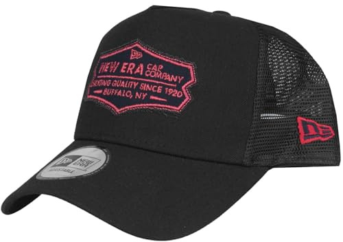 New Era Adjustable Trucker Cap - Retro Patch schwarz/rot