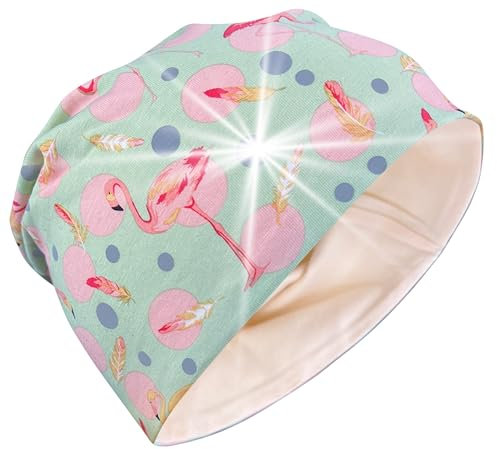 HECKBO 360° Reflektor Kinder Beanie Mütze - Jersey innen für Übergangszeit - Flamingo Flamingos