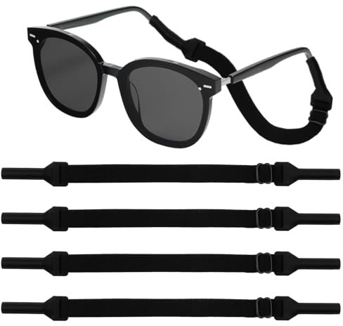 ZoeWei Brillenband - 4 Stück Einstellbare Anti-Rutsch Sonnenbrillen Bänder für Sport, Herren, Frauen und Kinder