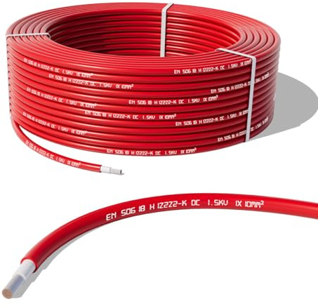 35Fahrenheit Solarkabel H1Z2Z2-K 10mm² | 100m Verlängerungskabel | UV-beständiges Photovoltaik Kabel Rot | UV- & Witterungsbeständig für PV Solaranlage