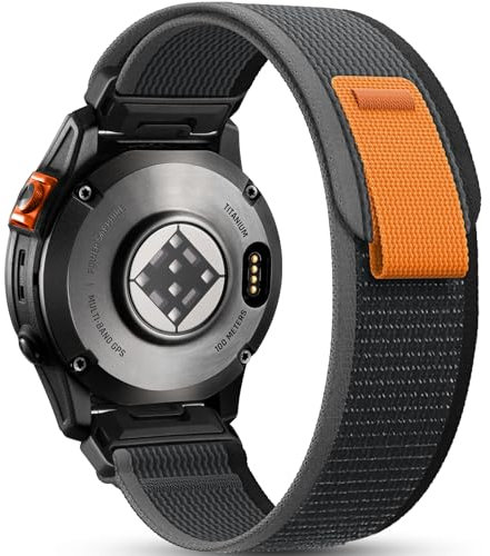 Easuny 26mm Armband Kompatibel mit Garmin Fenix 6X/7X/8 51mm/5X/Plus, Quickfit Nylon Band für Fenix 3, Epix Pro 51mm, Instinct 2X Solar, SchwarzGrau