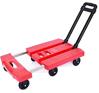 Faltbare Sackkarre mit 6 Rädern, dehnbarer Griff, 150 kg Tragkraft, kleiner Wagen für Zuhause, Büro, Reisegepäck, Umzug (rot)
