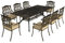 Outsunny 9 Pieces Cast Aluminium Garden Dining Set, 8 Seater Garden Table and Chairs with Parasol Hole, Outdoor Garden Furniture Set with Cushions for Patio, Bronze Tone