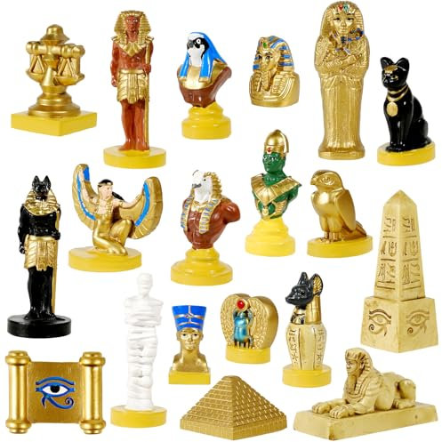 Ägyptische Figuren-Set, antikes Ägypten, antikes ägyptisches Dekor, Pyramide, Mama, Pharao, Anubis-Statue, ägyptische Dekoration, ägyptische Götter für Heimdekoration, 19-teilig