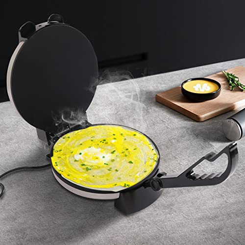 awolsrgiop Roti Maker, 10'' 1800W Tortilla Presse Roti Maker Elektrische Chapati Fladenbrot Tortilla Presse Papad Maker für Pfannkuchen, Pan Cakes, Omeletts, Palatschinken