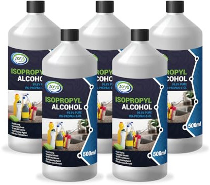 Isopropyl Alcohol 99.9% Pure | Lab Grade IPA | Isopropanol 5x 500 ml | Rubbing Alcohol for Cleaning and Disinfecting | Solvent for Electronics, Windows, Glass, Appliances. (2.5 Litre)