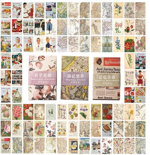 VNHATY 180 Stück Retro literarische Postkarten ländliche Wanddekoration Poster Pflanze Collage Poster Reise Parade Dekoration geeignet für unabhängige Schlafsaal Kunst Dekoration Raumdekoration