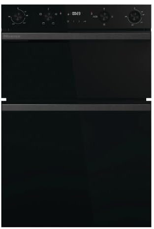 Hisense Built-In Double Electric Oven, 88.5 x 59.5 x 57.5 cm, Black, LED Display, Touch and Rotary Controls, Air Fry Mode, A/A Energy Rating