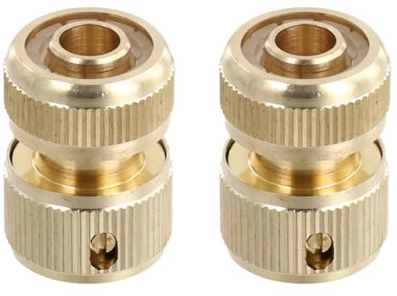 Gkhlg 2 Pcs Brass Hose Connector 1/2 inch Quick Connect Fittings Rust-Proof Garden Hose Connectors and Fittings Easy Install for Home Watering Car Washing Gardening Patio