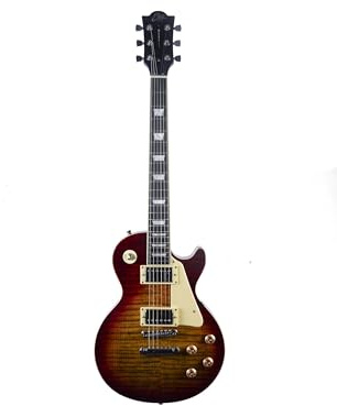 EKO GUITARS – E-Gitarre LS-300, Korpus aus Pappel, Hals aus Ahorn, Griffbrett aus Eko WPC-Harz, 2 Humbucker-Tonabnehmer, Tune-O-Matic-Steg, 22 Bünde, Standard-Mensur, Farbe Cherry Sunburst
