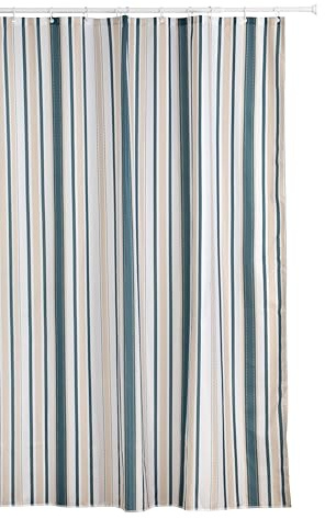 TATAY Tenda Doccia Tessuto 140x200 cm | Con 8 Anelli | Tenda Doccia Lavabile Design Moderno | Tessuto Poliestere Resistente | Modello Timeless – Bianco, Beige e Verde