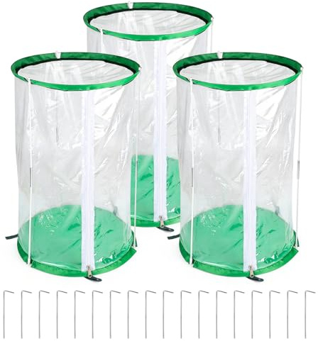 efuturetime 3 x Gewächshaus Klein 55cm x 30cm PVC Treibhaus Pflanzenschutz Schädlingsbekämpfung Portable mit 18 Erdanker für Kübelpflanzen Topfpflanzen