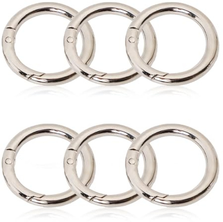 COYUN 6 Stück Rund Karabinerring O-Ring,Ringkarabiner, Runde Karabinerhaken,Metall Runde Federspaltringe für Handtaschen, Schlüsselanhängern, Schnallen, Taschen, Geldbörsen(Silver,35mm)