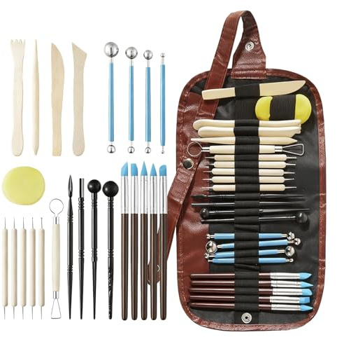 25Pcs Polymer Clay Tools Clay Sculpting Tools, Enhance Hands-on Skills | Pottery Carving Tool with Storage Bag, Modeling Clay Tool Kit for DIY Ceramics & Pottery