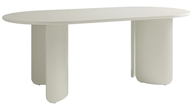 Schöner Wohnen Kollektion Tisch GRIMSTAD/Tischplatte und Gestell in seidengrau/Abgerundete Kante, Wangenteile wahlweise montierbar/Esszimmertisch/Küchentisch / 200 x 100, H 76 cm