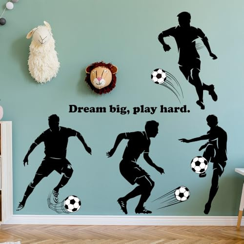 Wandtattoo Fussball Wandtattoo Kinderzimmer Junge FussballWandbild Jungen Teenager Videospiel/Spielzimmer Personalisiert Selbstklebend Wandstikcer für Schlafzimmer Deko Geschenk Party-Füllung