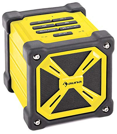 AUNA TRK-861 Cassa Bluetooth Speaker Portatile Smartphone Tablet Laptop, Struttura robusta- Protezione anti spruzzo, Angoli rinforzati, Gestione delle chiamate in Semplice Line 2014 Giallo Pastello