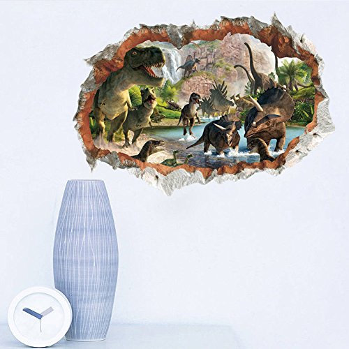 ufengke® Jurassic Park Dinosauriers Gebrochen Wand Wandabziehbilder,Kinderzimmer Babyzimmer Entfernbare Wandtattoos Wandbilder