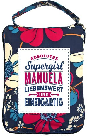 History & Heraldry Design Top Lady Tasche: Manuela/Einkaufstasche, Strandtasche, Sporttasche, Blumenmuster/vielseitig, praktisch, personalisiert mit Name und Spruch