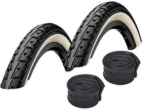 Set: 2 x Continental Reifen Ride Tour schwarz-Weiss 20x1.75/47-406 + Conti SCHLÄUCHE Dunlopventil