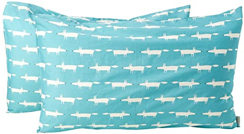 Scion Mr Fox Standard pillow case pairs, Teal,74x48