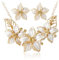 YAZILIND Frauen Metall Legierung Anhänger Elegante Frühlingsblume Halskette Ohrringe Set Braut Schmuck Geschenk Weiß