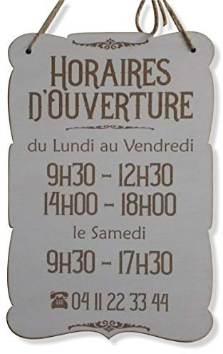 Craf'u HORAIRES D'OUVERTURE Plaque en Bois Personnalisée Panneau de Porte Magasin Ouvert FERMÉ (Moyen 23.2 x 34.5 cm)