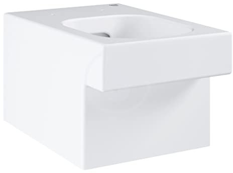GROHE cuvette WC suspendue et autoportante Cube ceramic, sans bride, volume de chasse 3/4,5 L, porcelaine vitrifiée, traitement anti-bacterien, blanc alpin, 3924500H (Import Allemagne)