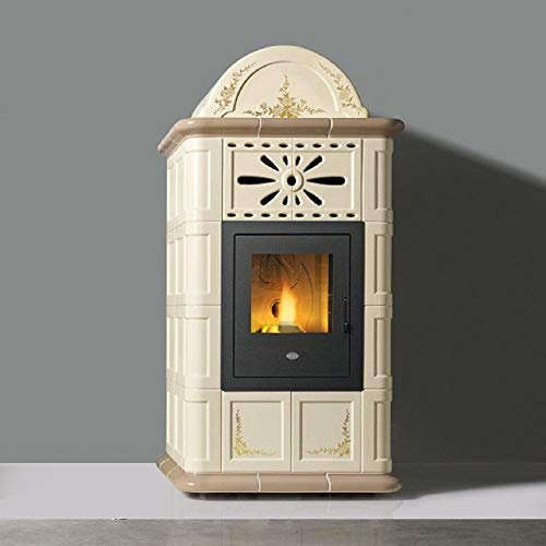 Eva calor - stufa a pellet eva calor diana con cupola crema+nocciola 13 kw - 31394