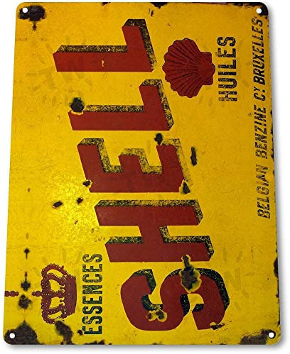 SIGNCHAT Blechschild A605 Metallschild Shell Belgien, 20,3 x 30,5 cm
