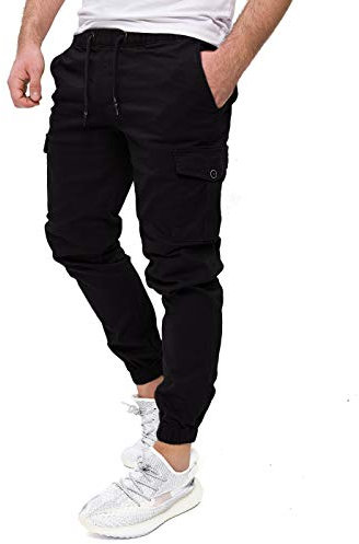 PITTMAN Darius - Pantaloni da Uomo Elasticizzati - Pantaloni Cargo Slim Fit - Abbigliamento da Pesca per Uomini, Nero (Black 194008), W28/L32