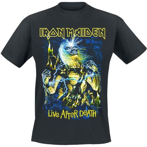 Iron Maiden Live After Death Unisexe T-Shirt Manches Courtes Noir XXL