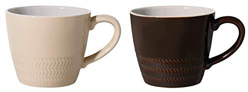 Bloomingville Tasses avec poignée Hedda - Tasses à thé Tasse à café pour Le Bureau et la Maison, Cadeau sain Ø 9,5 x H 8,5 cm, Beige Brun, Céramique, Lot de 2